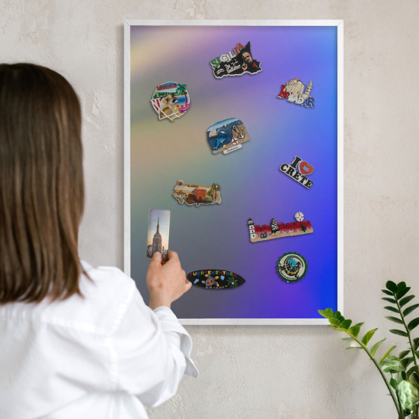 Decorative magnet board with a white frame Subtle gradient