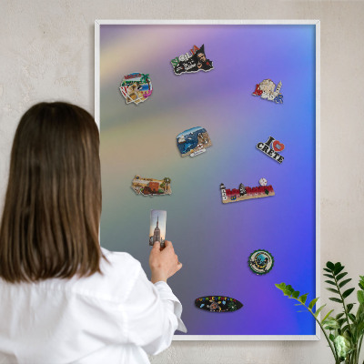 Decorative magnet board with a white frame Subtle gradient
