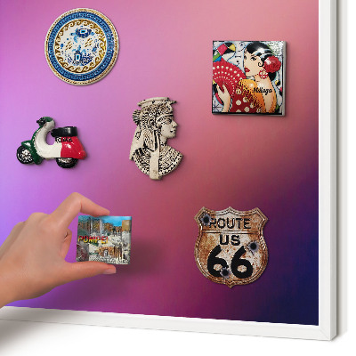 Magnetic board for travel magnets in a white frame Colors of harmony