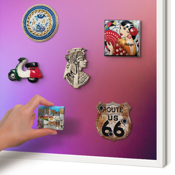 Magnetic board for travel magnets in a white frame Colors of harmony