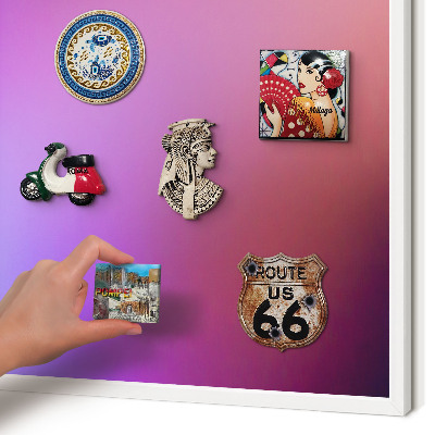 Magnetic board for travel magnets in a white frame Colors of harmony