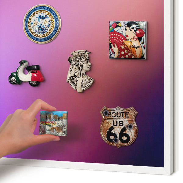 Magnetic board for travel magnets in a white frame Colors of harmony