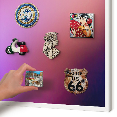 Magnetic board for travel magnets in a white frame Colors of harmony