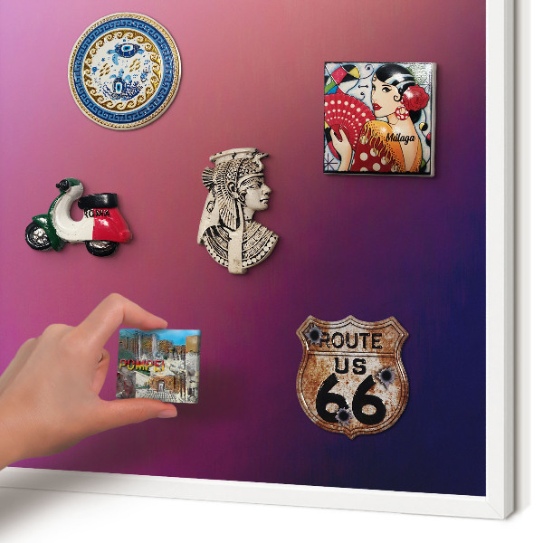 Magnetic board for travel magnets in a white frame Colors of harmony