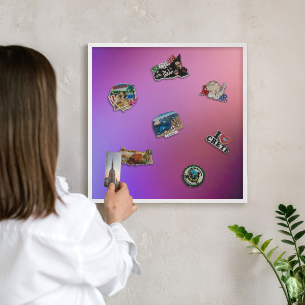 Magnetic board for travel magnets in a white frame Colors of harmony