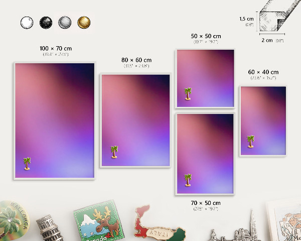 Magnetic board for travel magnets in a white frame Colors of harmony