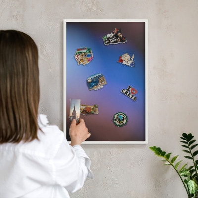 Decorative magnet board with a white frame Colors of Balance