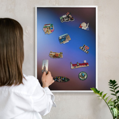 Decorative magnet board with a white frame Colors of Balance