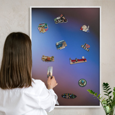 Decorative magnet board with a white frame Colors of Balance
