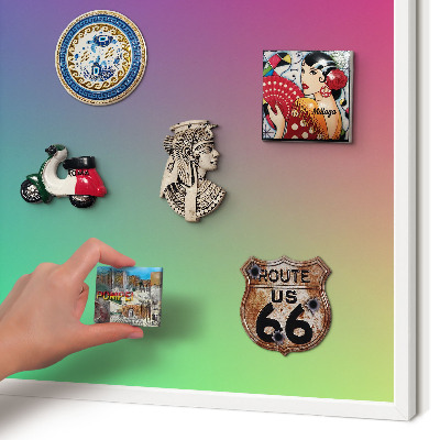 Magnetic board for travel magnets in a white frame Colorful gradient