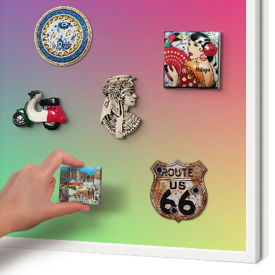 Magnetic board for travel magnets in a white frame Colorful gradient