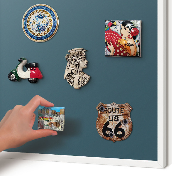 Decorative magnet board with a white frame Dark turquoise