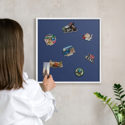 Decorative magnet board with a white frame Vivid navy blue