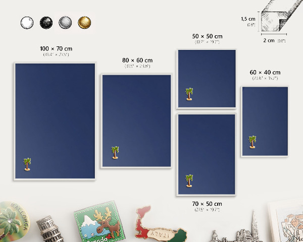Decorative magnet board with a white frame Vivid navy blue