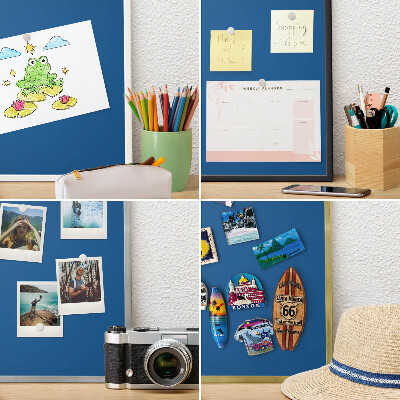 Magnetic board for travel magnets in a white frame Dark blue