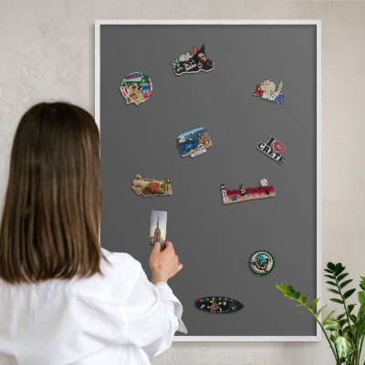 Decorative magnet board with a white frame Dark gray