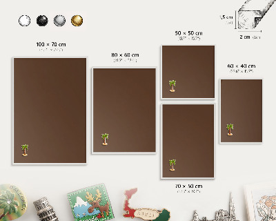Magnetic board for travel magnets in a white frame Chestnut brown