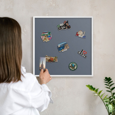 Decorative magnet board with a white frame Cool gray