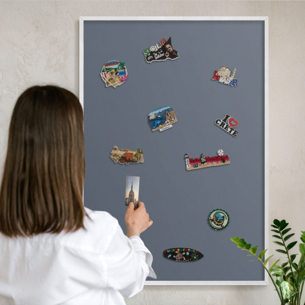 Decorative magnet board with a white frame Cool gray