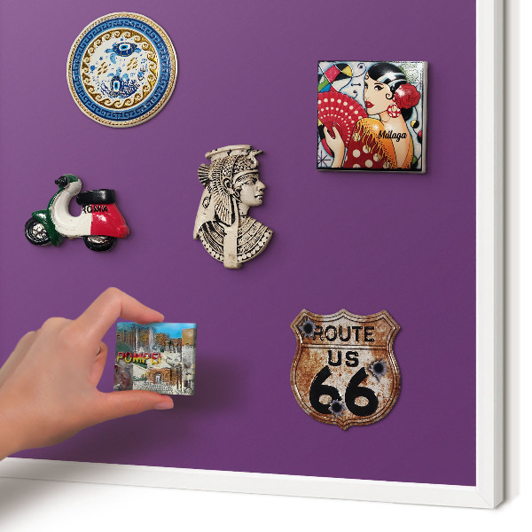 Decorative magnet board with a white frame Strong purple