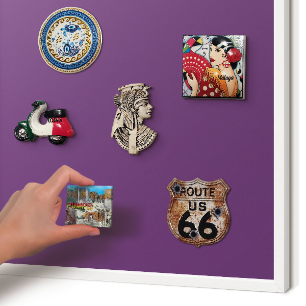 Decorative magnet board with a white frame Strong purple