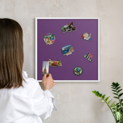 Decorative magnet board with a white frame Strong purple