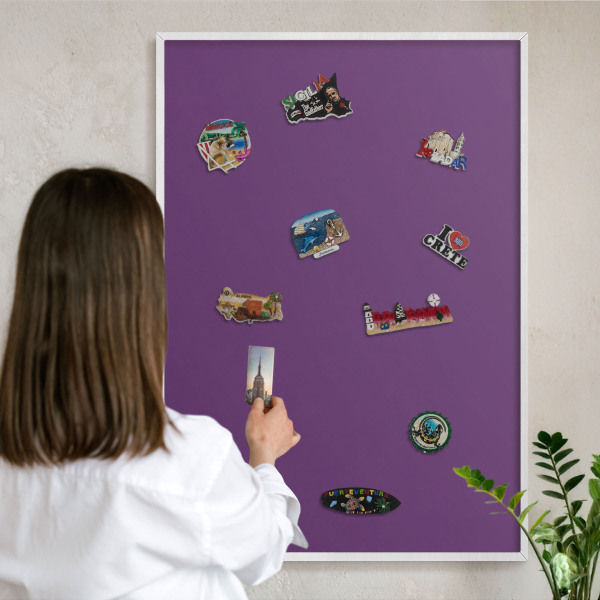 Decorative magnet board with a white frame Strong purple