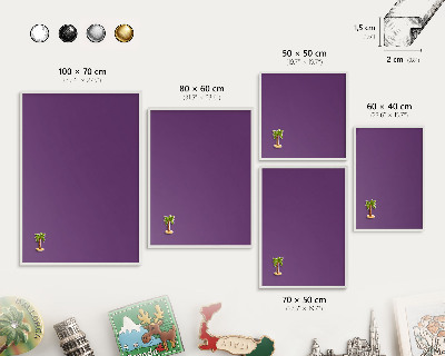 Decorative magnet board with a white frame Strong purple