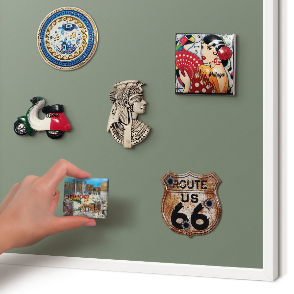 Decorative magnet board with a white frame Dark sage