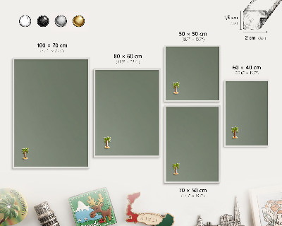 Decorative magnet board with a white frame Dark sage
