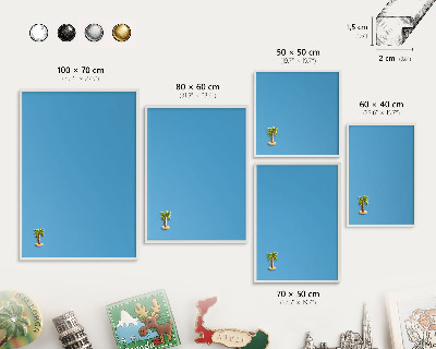 Decorative magnet board with a white frame Blue water