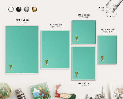 Magnetic board for travel magnets in a white frame Strong mint