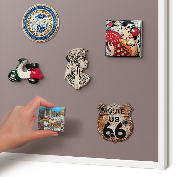 Decorative magnet board with a white frame Ash brown