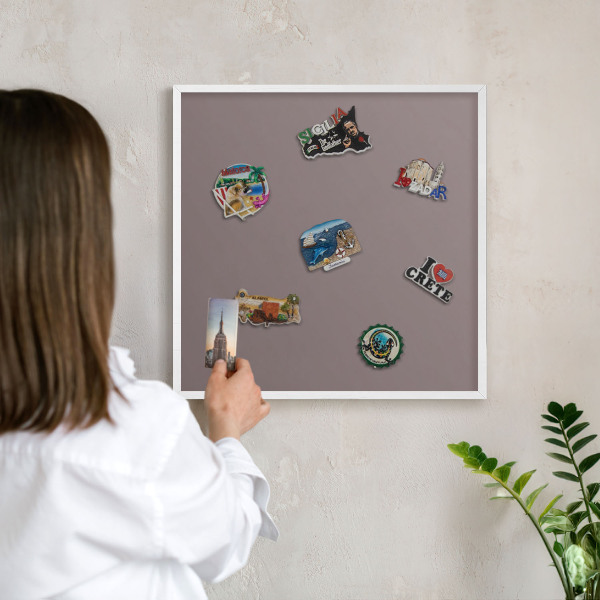 Decorative magnet board with a white frame Ash brown