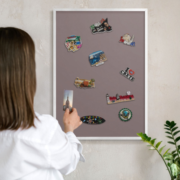 Decorative magnet board with a white frame Ash brown