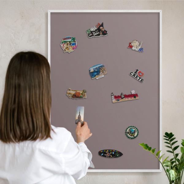 Decorative magnet board with a white frame Ash brown