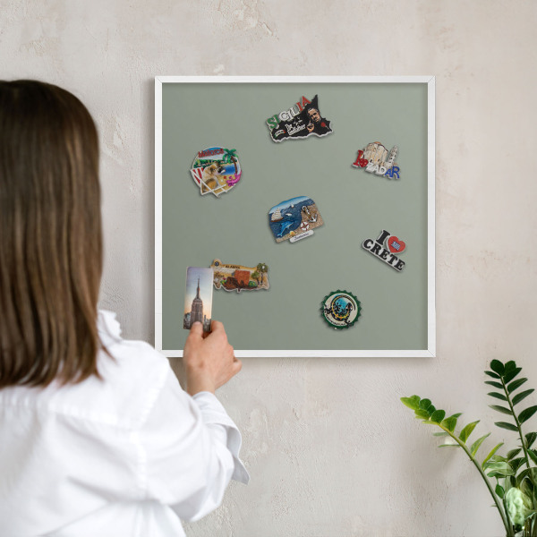 Decorative magnet board with a white frame Sage