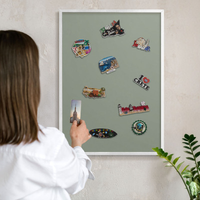 Decorative magnet board with a white frame Sage