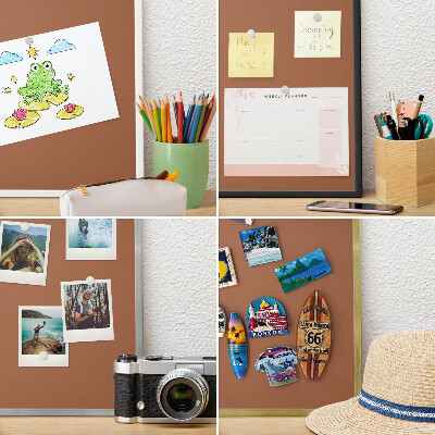 Magnetic board for travel magnets in a white frame Dark orange