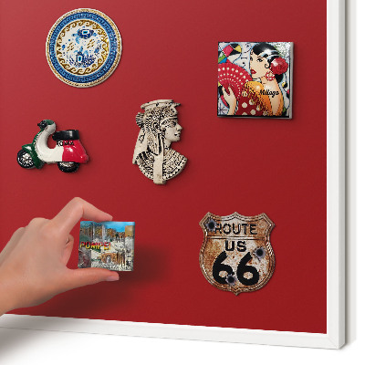 Decorative magnet board with a white frame Light burgundy