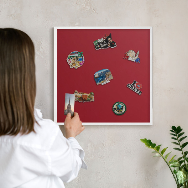 Decorative magnet board with a white frame Light burgundy