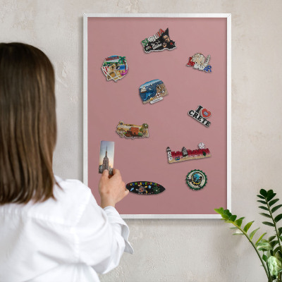 Decorative magnet board with a white frame Pastel dusty pink