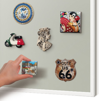 Magnetic board for travel magnets in a white frame Warm gray