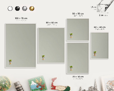 Magnetic board for travel magnets in a white frame Warm gray