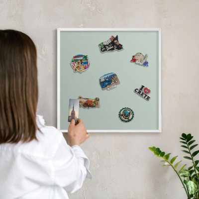 Decorative magnet board with a white frame Light mint