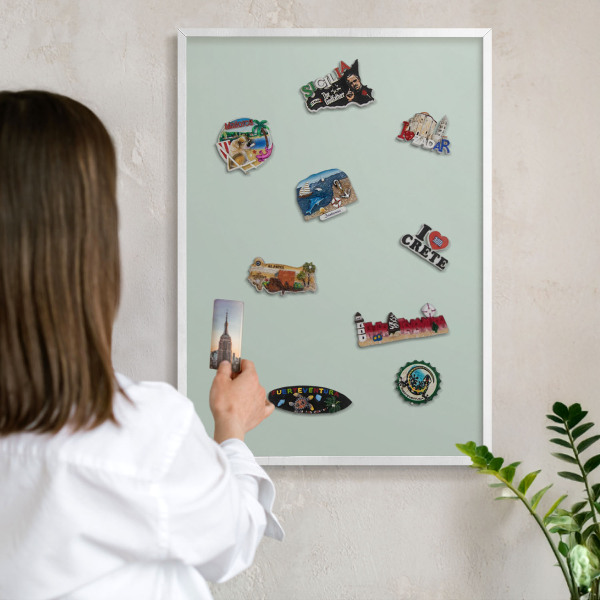 Decorative magnet board with a white frame Light mint