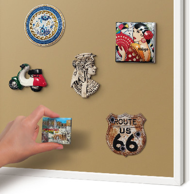 Magnetic board for travel magnets in a white frame Brown color