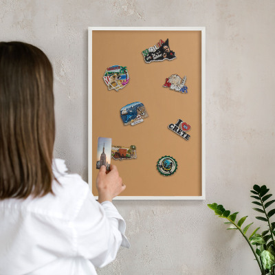 Decorative magnet board with a white frame Dull orange