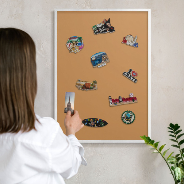 Decorative magnet board with a white frame Dull orange