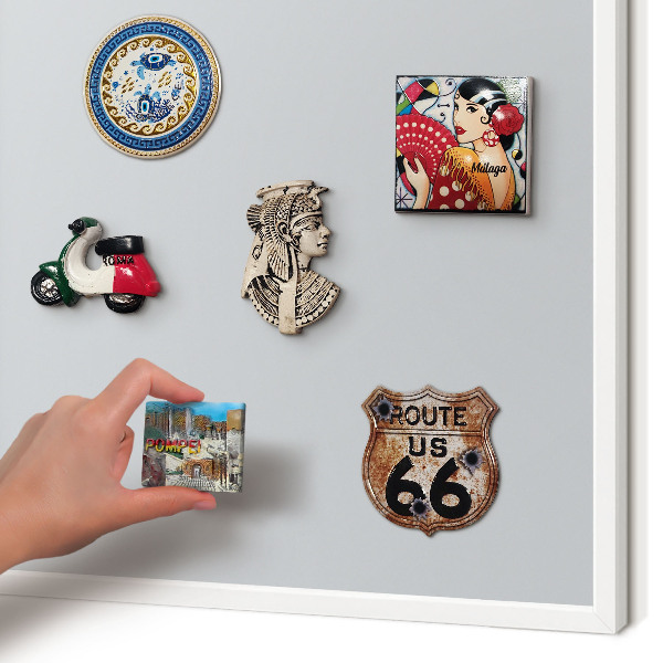 Magnetic board for travel magnets in a white frame Light gray
